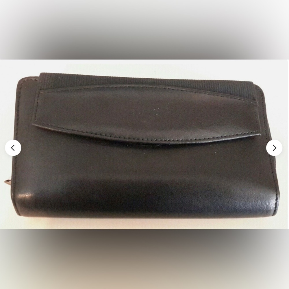 New Buxton Leather Black Checkbook & Credit Card Zippered Holder Bill Wallet